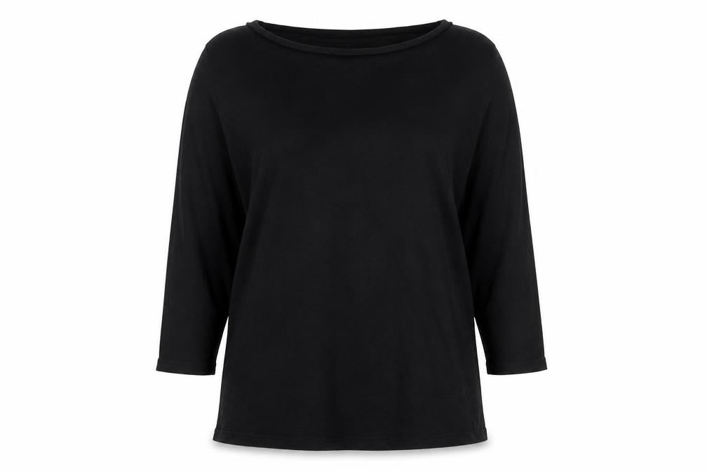 Preworn Womens Black Polyester Jersey T-Shirt Size 14 Round Neck