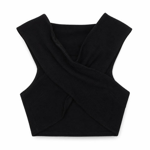 Miss Selfridge Womens Black Polyester Cropped T-Shirt Size 10 Off the Shoulder
