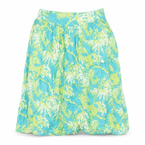 Monsoon Womens Blue Floral Viscose A-Line Skirt Size 12 Zip
