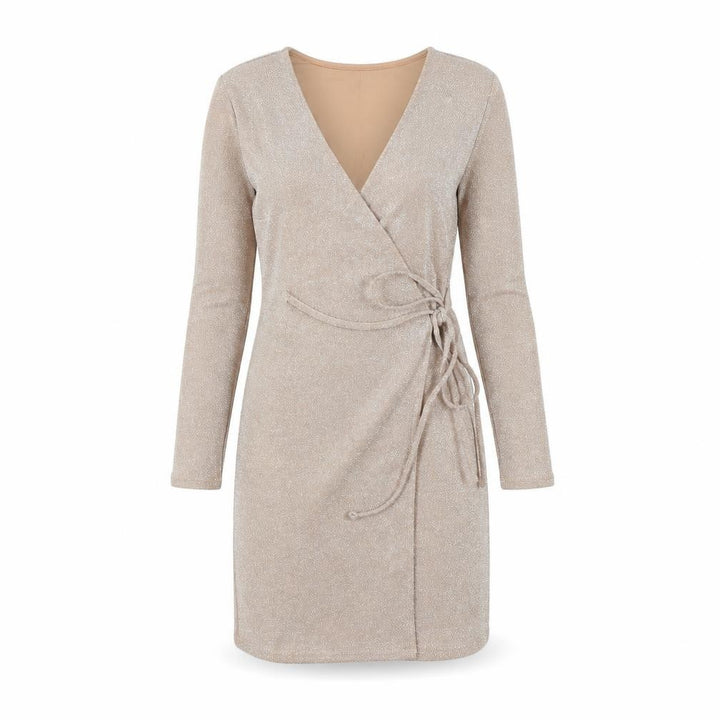 H&M Womens Gold Polyamide Wrap Dress Size XS V-Neck Tie