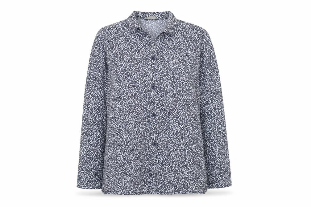 Marks & Spencer Womens Blue Floral Polyester Basic Button-Up Size S Collared