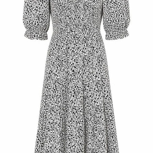 Marks and Spencer Womens White Floral Viscose Fit & Flare Size 6 Square Neck Pullover