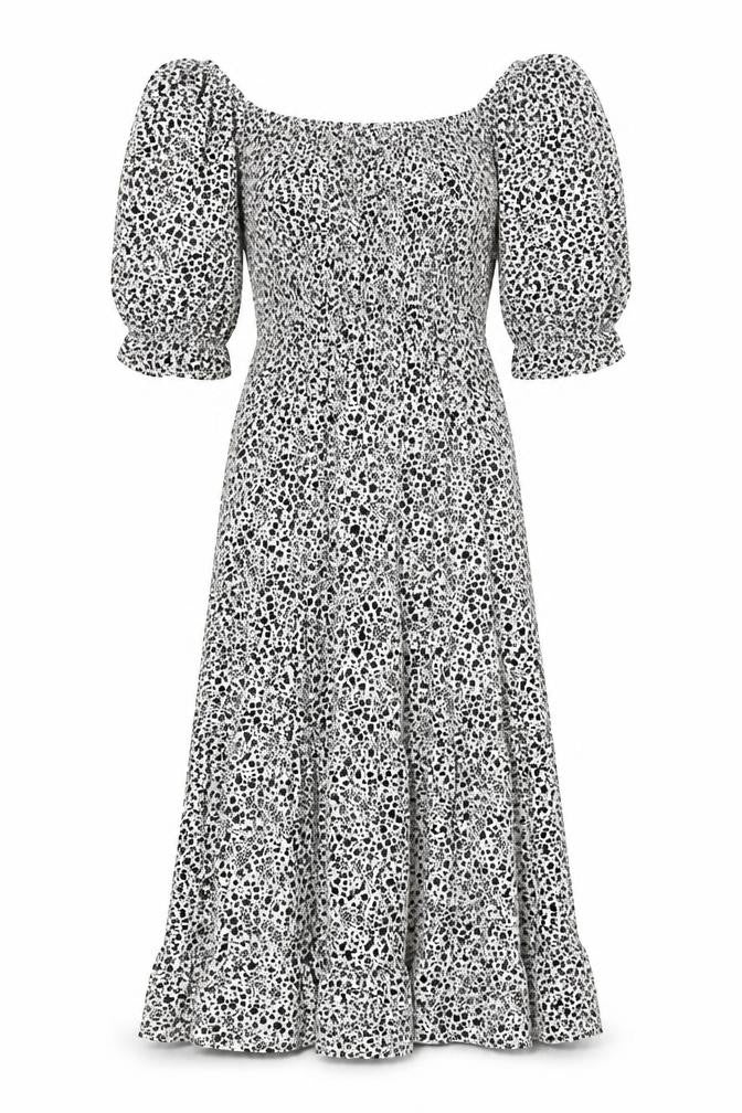Marks and Spencer Womens White Floral Viscose Fit & Flare Size 6 Square Neck Pullover