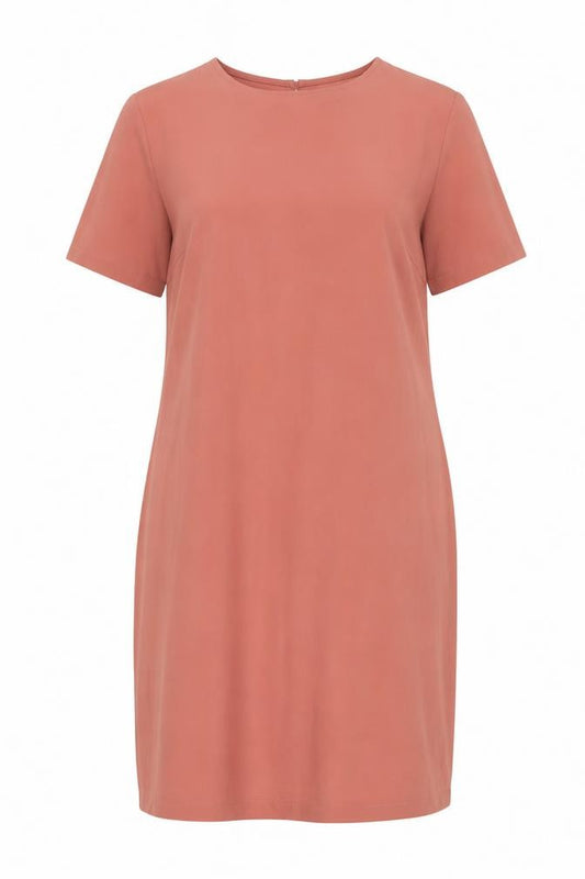 Front view of Primark women’s pink polyester shift, size UK 16, round neck button