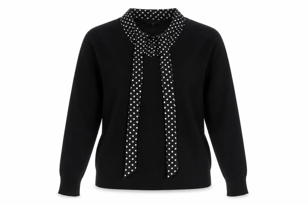 Front view of Paramour women’s black collared viscose jumper, size M
