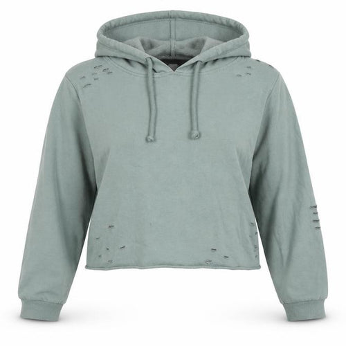 Atmosphere Womens Green Cotton Pullover Hoodie Size 10 Pullover - Ripped detail, Cropped