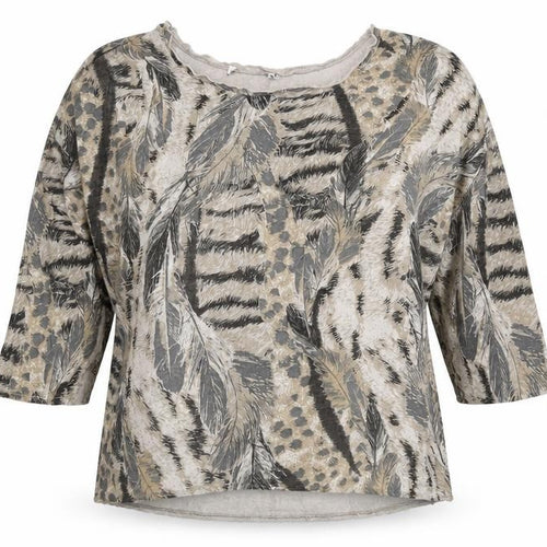 Preworn Womens Brown Animal Print Viscose Basic Blouse One Size Round Neck - Tiger Print