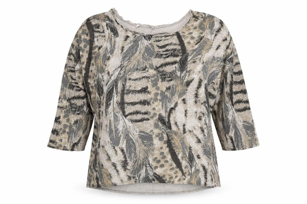 Preworn Womens Brown Animal Print Viscose Basic Blouse One Size Round Neck - Tiger Print