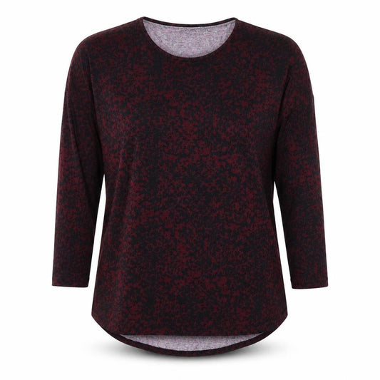 Front view of Papaya women’s black animal print polyester basic blouse, size M, round neck - cheetah print