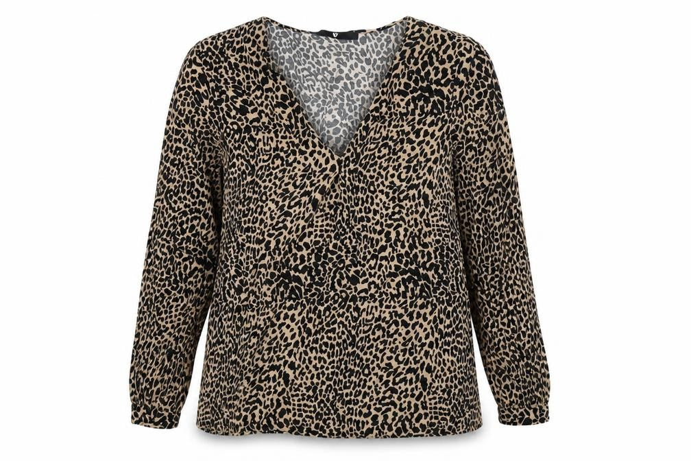 Very Womens Brown Animal Print Viscose Basic Blouse Size 14 V-Neck - Cheetah Print