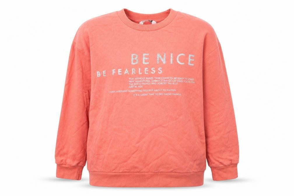 Front view of Pep&Co women’s pink cotton pullover sweatshirt, size M, pullover