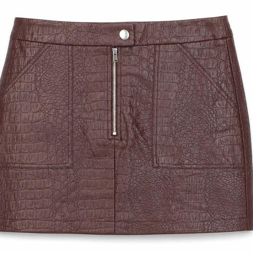 George Womens Red Animal Print Polyurethane Mini Skirt Size 10 Zip - Pleather. Snakeskin pattern.