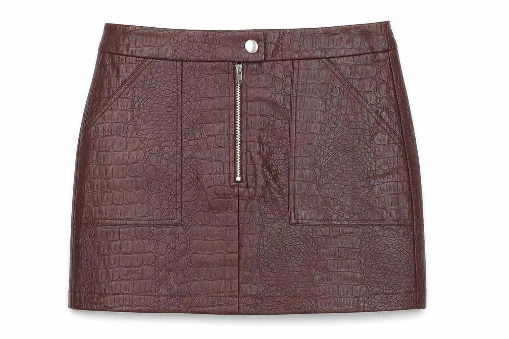 George Womens Red Animal Print Polyurethane Mini Skirt Size 10 Zip - Pleather. Snakeskin pattern.
