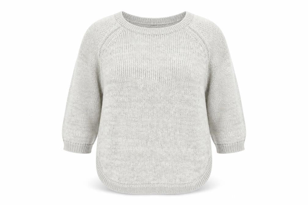 Front view of Autograph women’s grey round neck polyester jumper, size UK 14