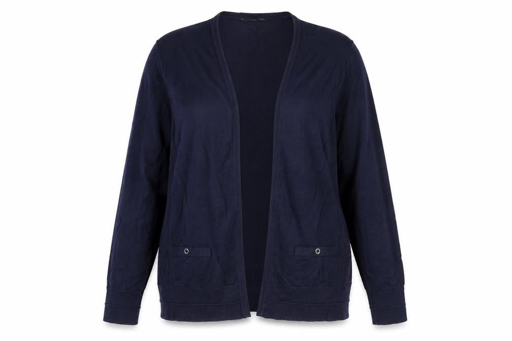 M&Co Womens Blue V-Neck Viscose Cardigan Jumper Size 12