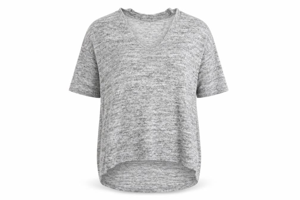 Front view of New Look women’s grey round neck polyester jumper, size UK 12
