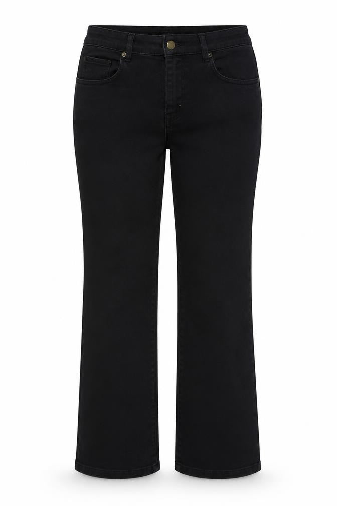 Preworn Womens Black Cotton Bootcut Jeans Size 32 in L29 in Regular Button