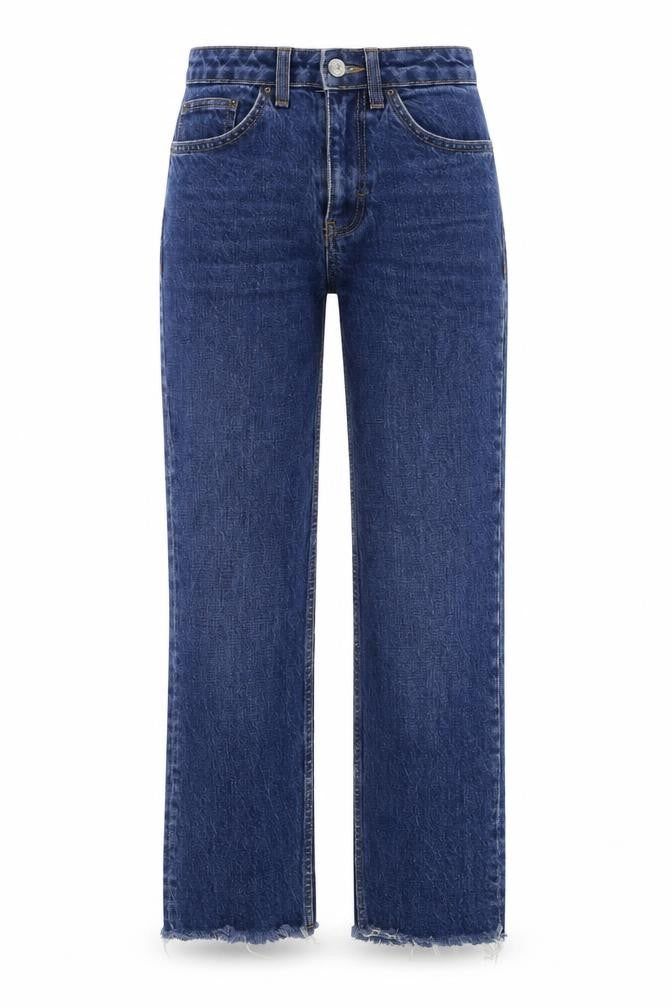 Topshop Womens Blue Cotton Straight Jeans Size 25 in L30 in Regular Button