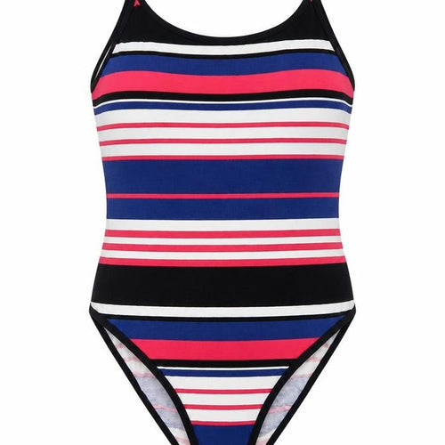 New Look Womens Multicoloured Striped Cotton Bodysuit One-Piece Size 10 Snap
