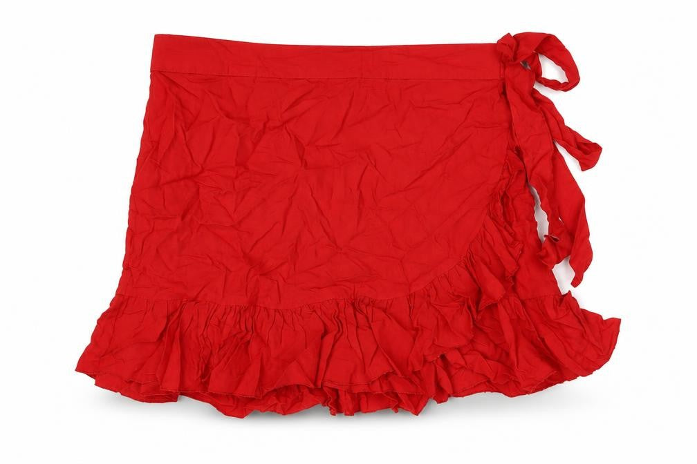 Secret Bazaar Womens Red Viscose Wrap Skirt Size M Tie - Faux Wrap