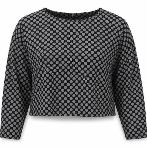 Sparkle & Fade Womens Grey Polka Dot Polyester Cropped T-Shirt Size S Round Neck