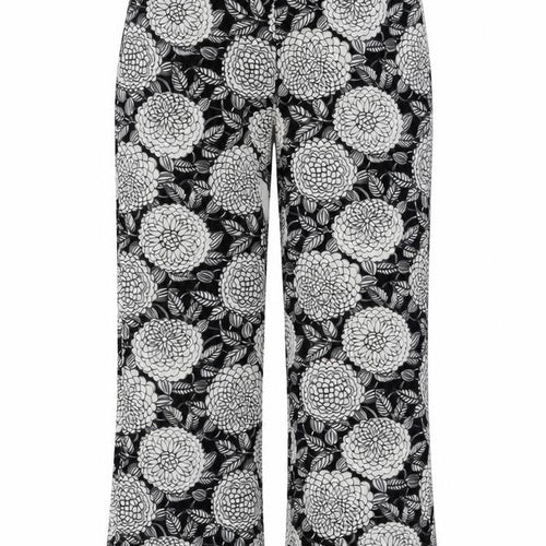 Lola May Womens Black Floral Polyester Trousers Size 10 L28 in Regular Zip