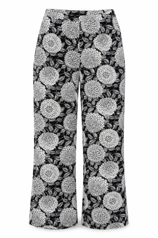 Lola May Womens Black Floral Polyester Trousers Size 10 L28 in Regular Zip