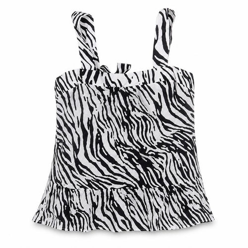 Marks and Spencer Womens Multicoloured Animal Print Polyester Basic T-Shirt Size 14 Sweetheart - Tie Zebra Print