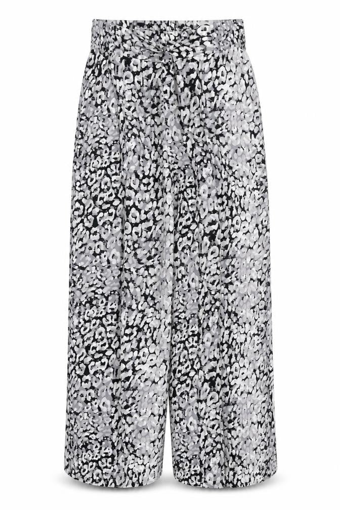 Marks and Spencer Womens Multicoloured Animal Print Polyester Trousers Size 8 L27 in Regular Drawstring - Leopard Print