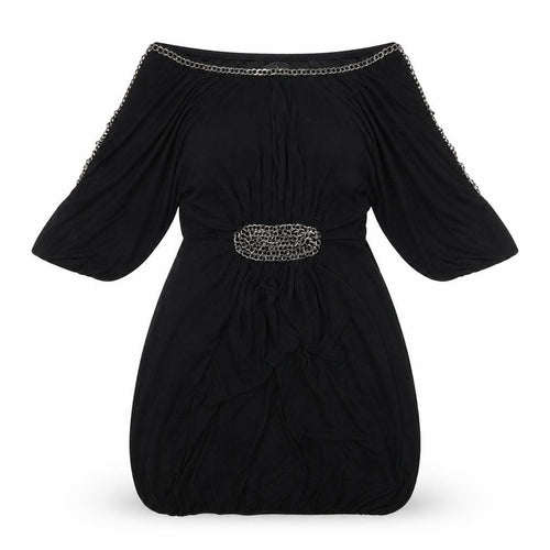 AX Paris Womens Black Viscose Fit & Flare Size S Off the Shoulder Pullover