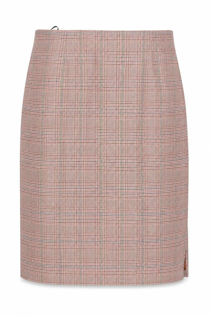 Marks and Spencer Womens Orange Check Viscose A-Line Skirt Size 20 Zip