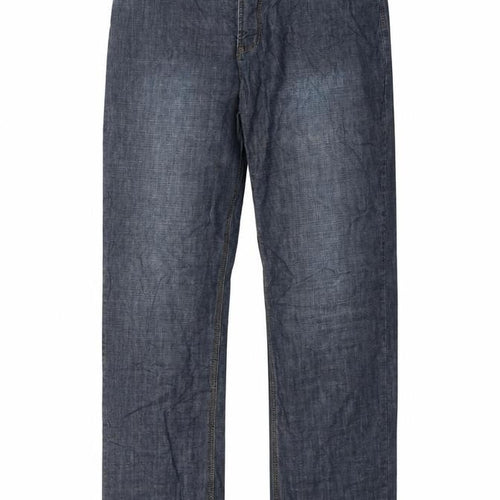 Cazero Collection Womens Blue Polyester Straight Jeans Size 34 in L30 in Regular Zip