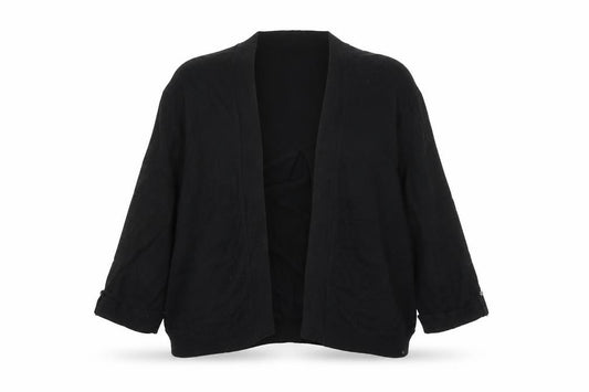 Front view of Wallis women’s black v-neck viscose cardigan jumper, size L