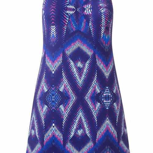 Kaliedoscope Womens Purple Geometric Polyester A-Line Size 10 Halter Tie