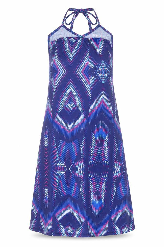Kaliedoscope Womens Purple Geometric Polyester A-Line Size 14 Halter Tie