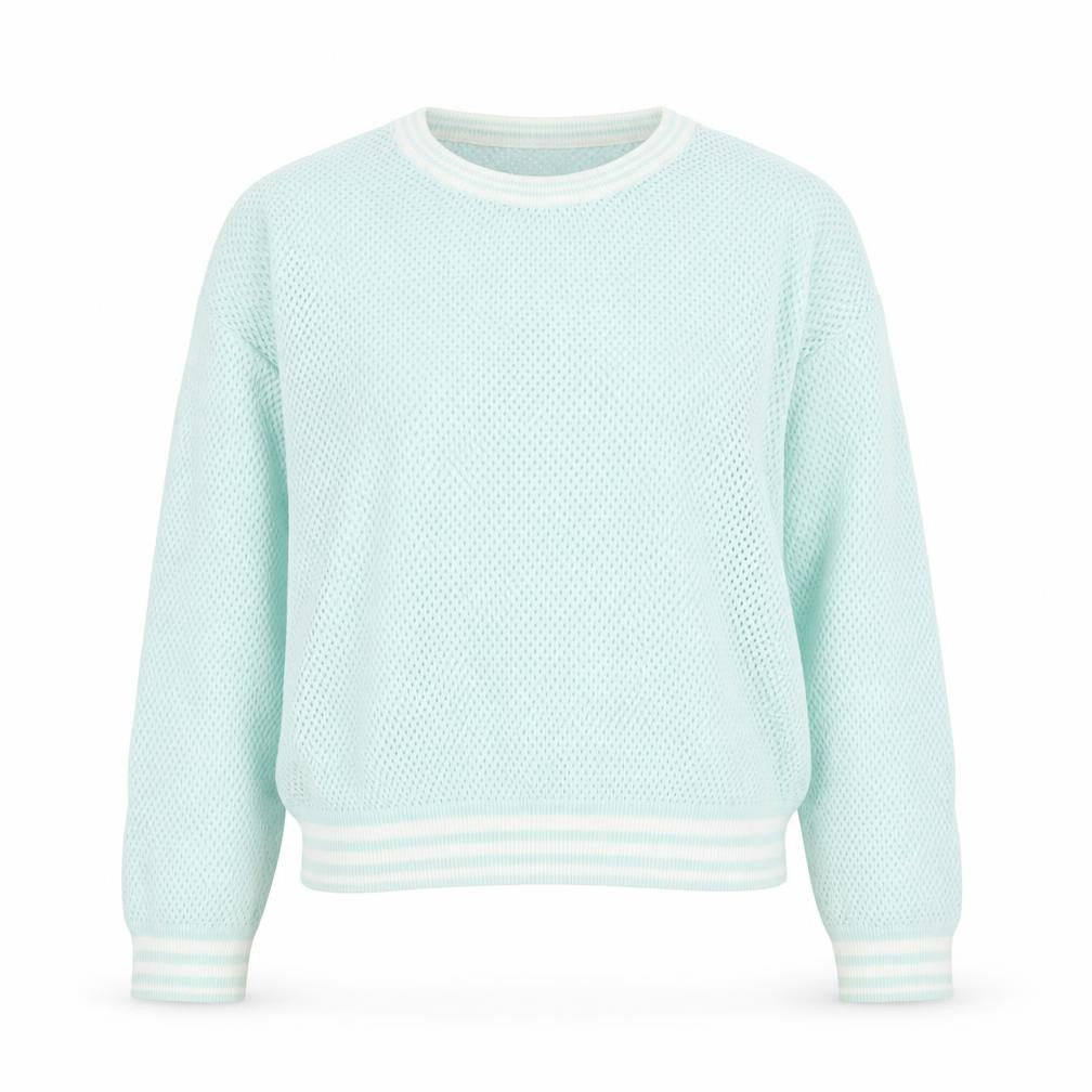Front view of Marks & Spencer women’s green crew neck cotton jumper, size UK 12