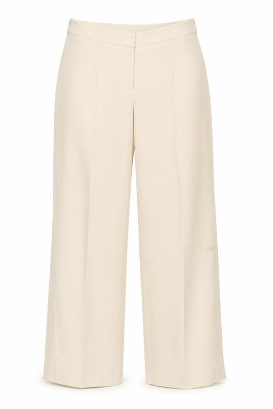 Front view of Principles women’s beige polyester dress pants trousers, size UK 12, 30.5-inch leg regular zip