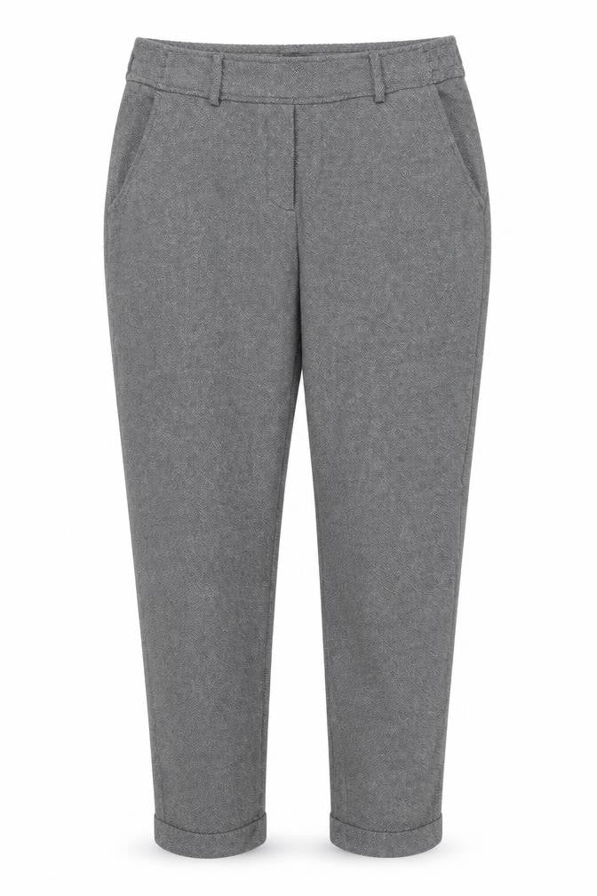 OPUS Womens Grey Geometric Cotton Capri Trousers Size 10 L28 in Regular
