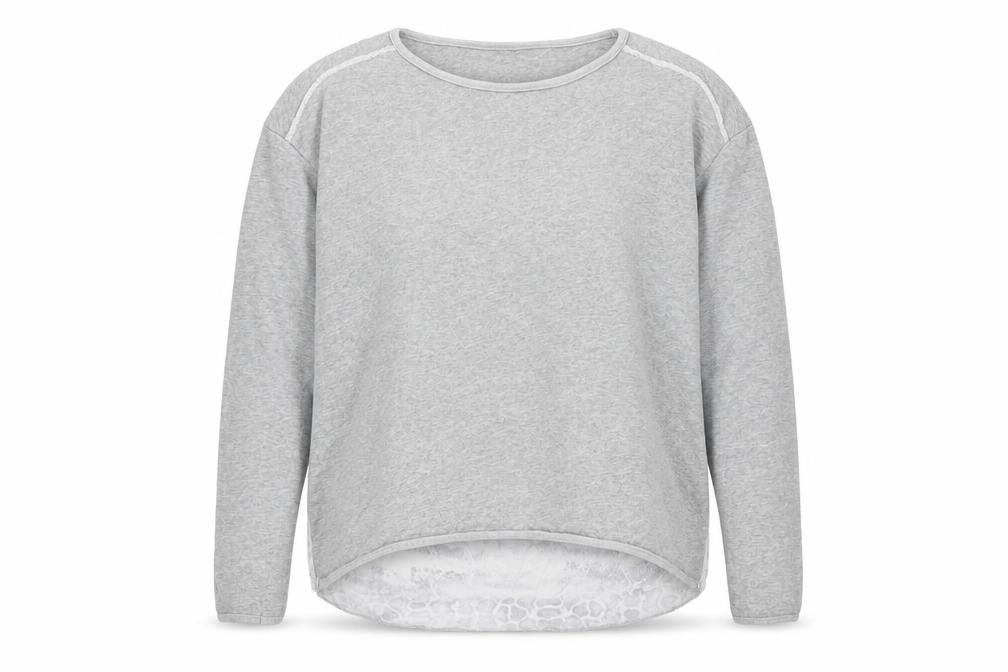 Front view of Twisted Muse women’s grey animal print cotton pullover sweatshirt, size S, pullover - snake print