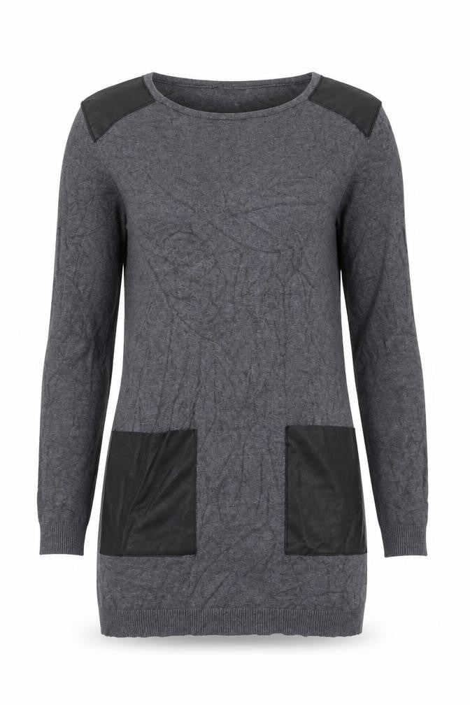 Front view of Primark women’s grey round neck viscose jumper, size S
