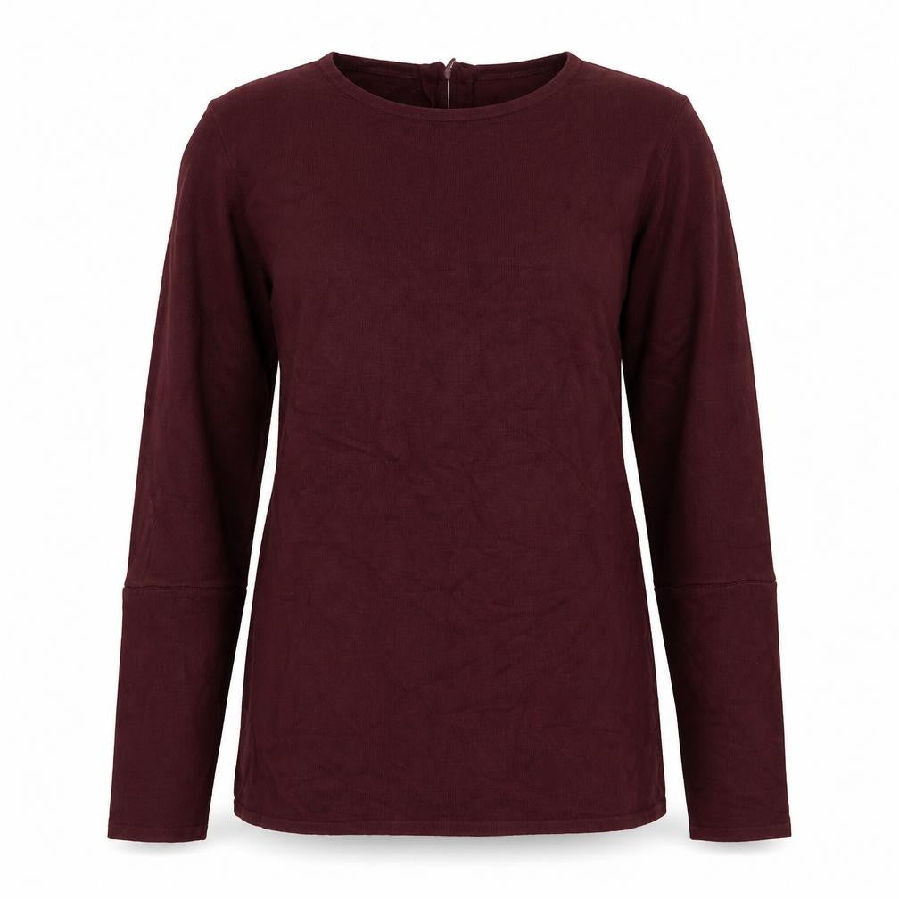 Front view of Coast women’s purple round neck polyamide jumper, size UK 6