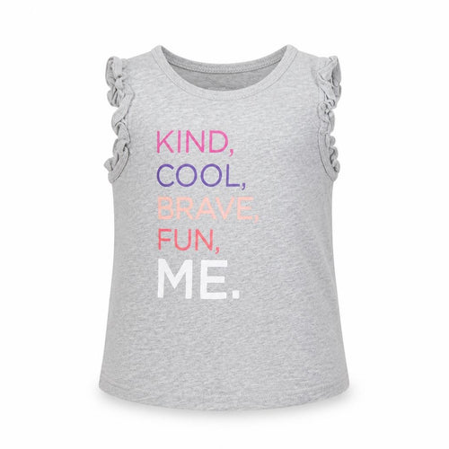 George Girls Grey Cotton Pullover Tank Size 5 Years Round Neck Pullover - Kind,Fun, Brave, Cool, Me