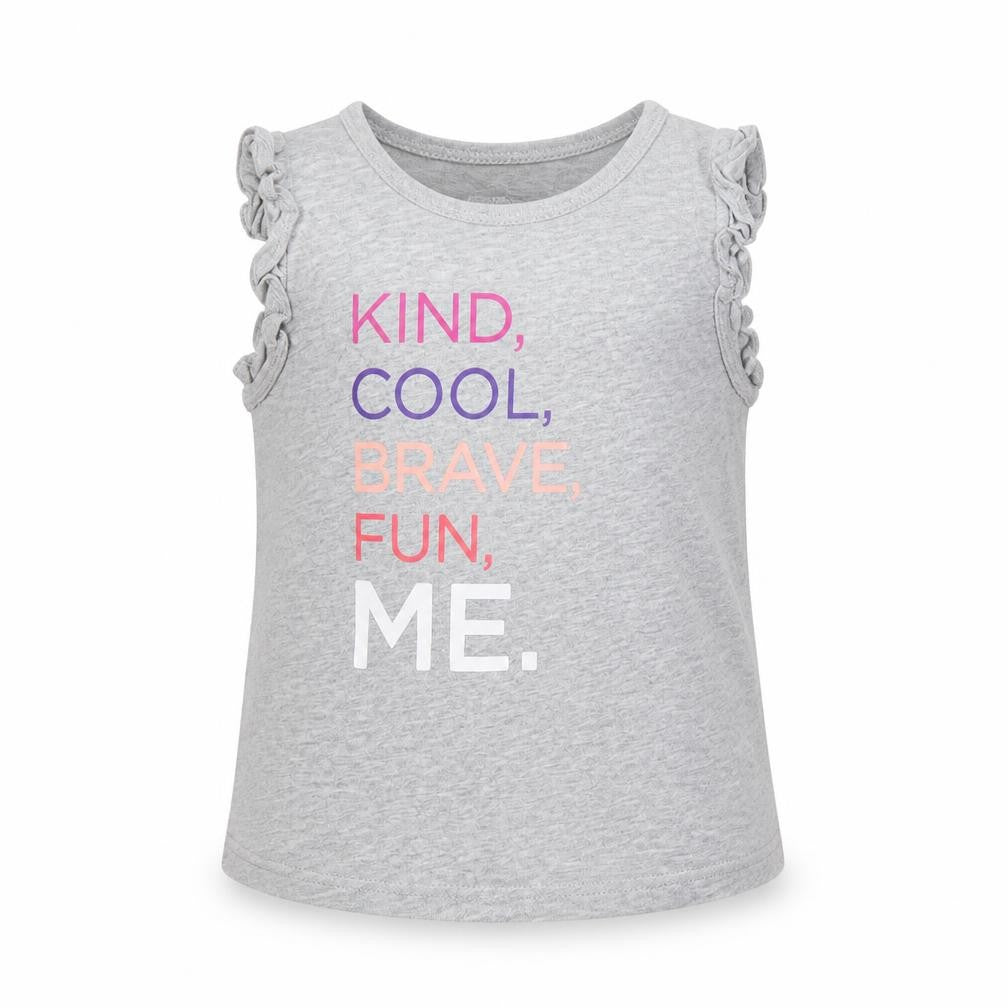 George Girls Grey Cotton Pullover Tank Size 5 Years Round Neck Pullover - Kind,Fun, Brave, Cool, Me