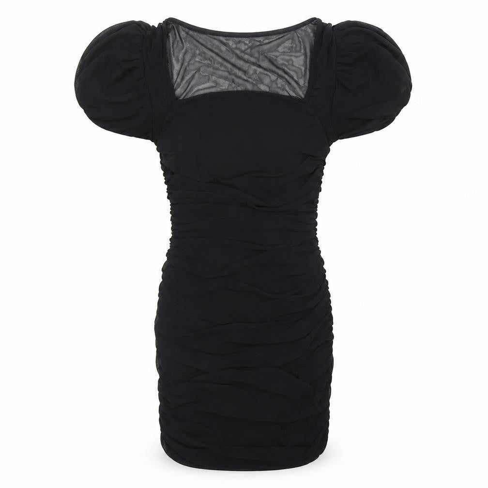 Front view of Missguided women’s black polyester mini, size UK 10, square neck pullover
