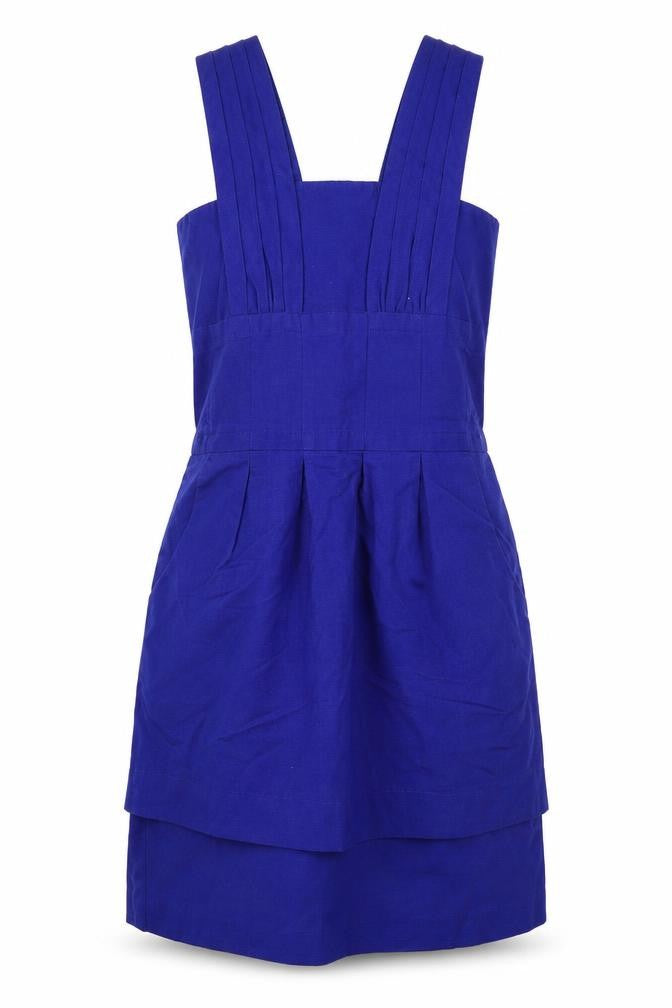 Warehouse Womens Blue 100% Cotton A-Line Size 10 Scoop Neck Zip