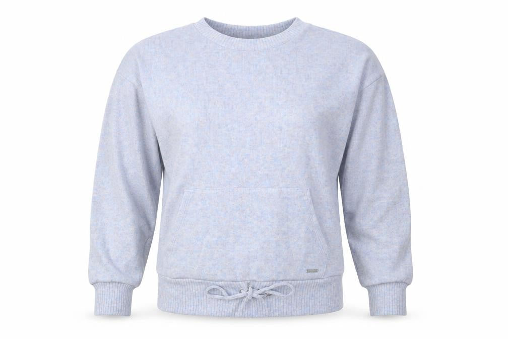Front view of George women’s blue round neck polyester jumper, size UK 8