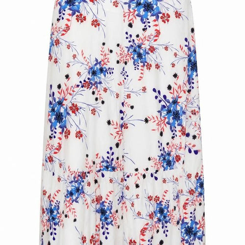 Preworn Womens White Floral Polyester A-Line Skirt Size 34 in Zip