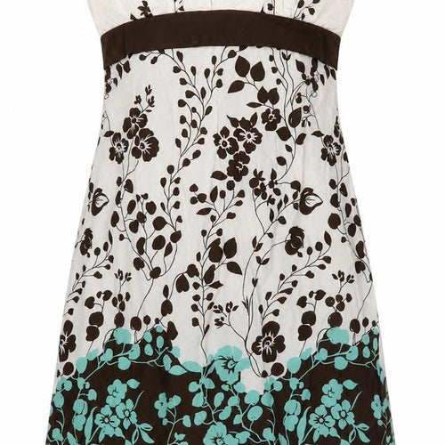 Charlotte Russe Womens White Floral 100% Cotton A-Line Size M Off the Shoulder Zip - Bandeau Dress