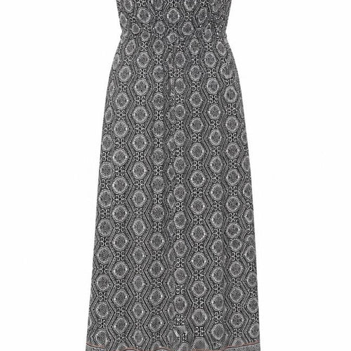 New Look Womens Black Geometric Viscose Maxi Size 8 Off the Shoulder Tie - Bandeau Dress