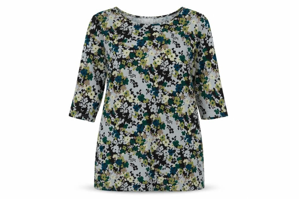 Inspire Womens Multicoloured Floral Polyester Tunic T-Shirt Size M Round Neck